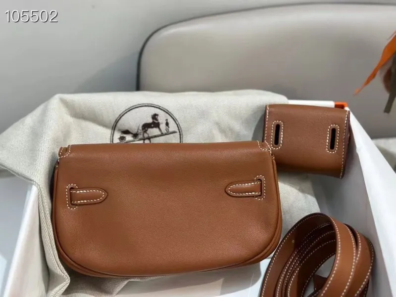 Hermes Brown Kelly Moove Crossbody Bag with Mini Pouch - Image 5