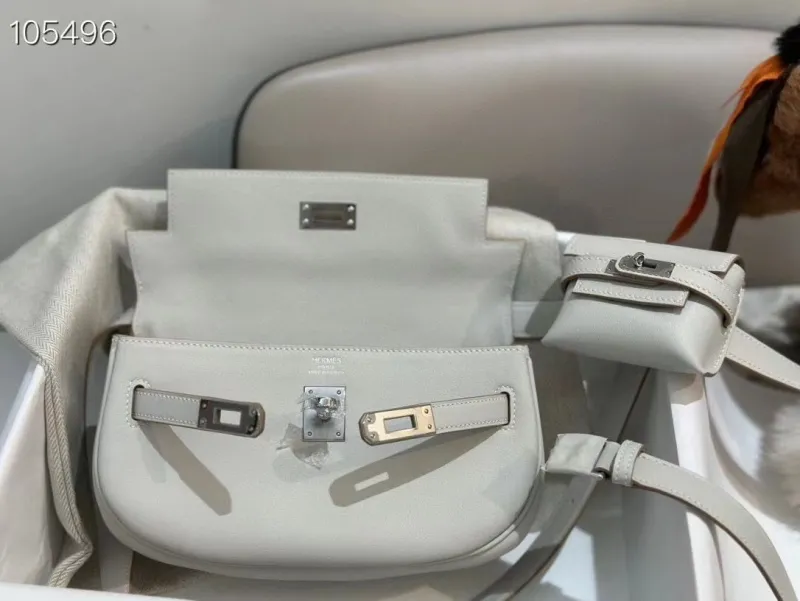 Hermes Kelly Moove Light Gray Shoulder Bag 105496 - Image 9