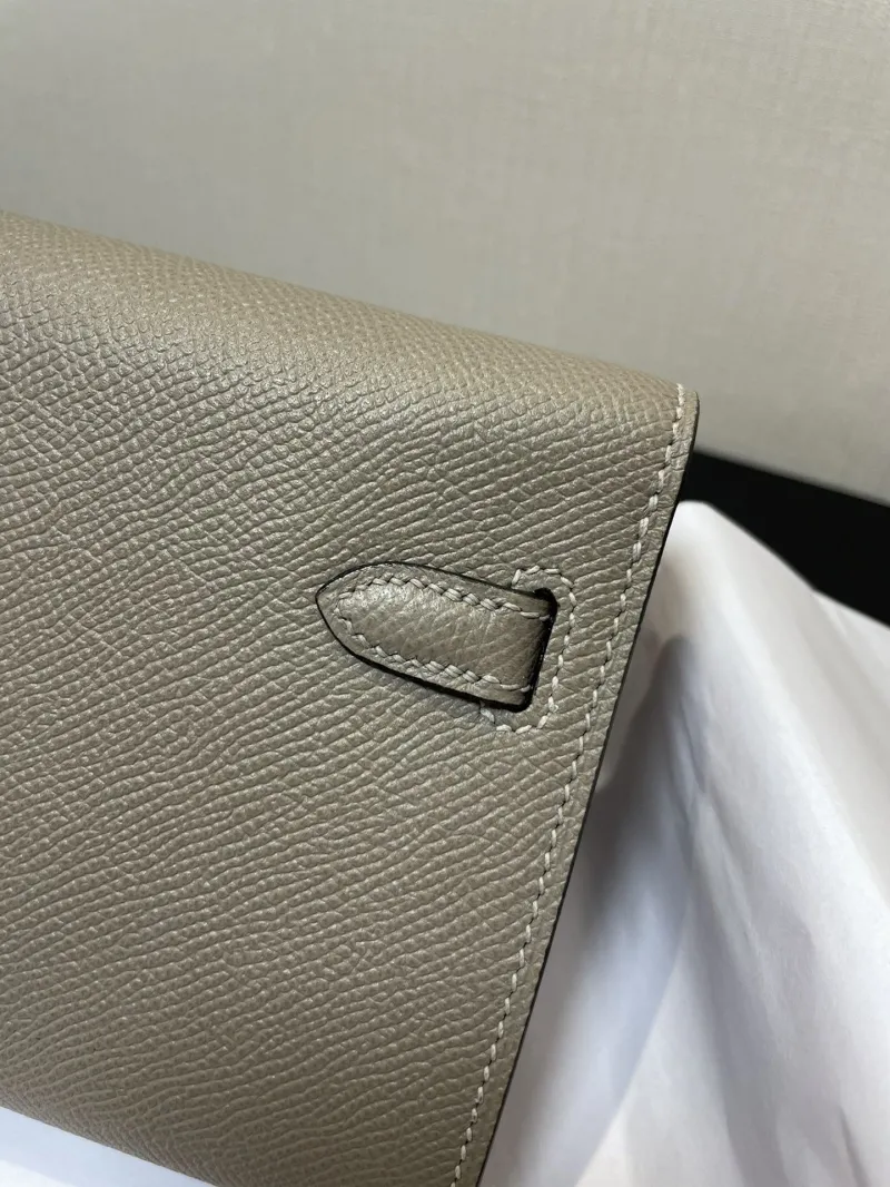Hermes Gray Kelly WOC Leather Clutch Bag - Image 3