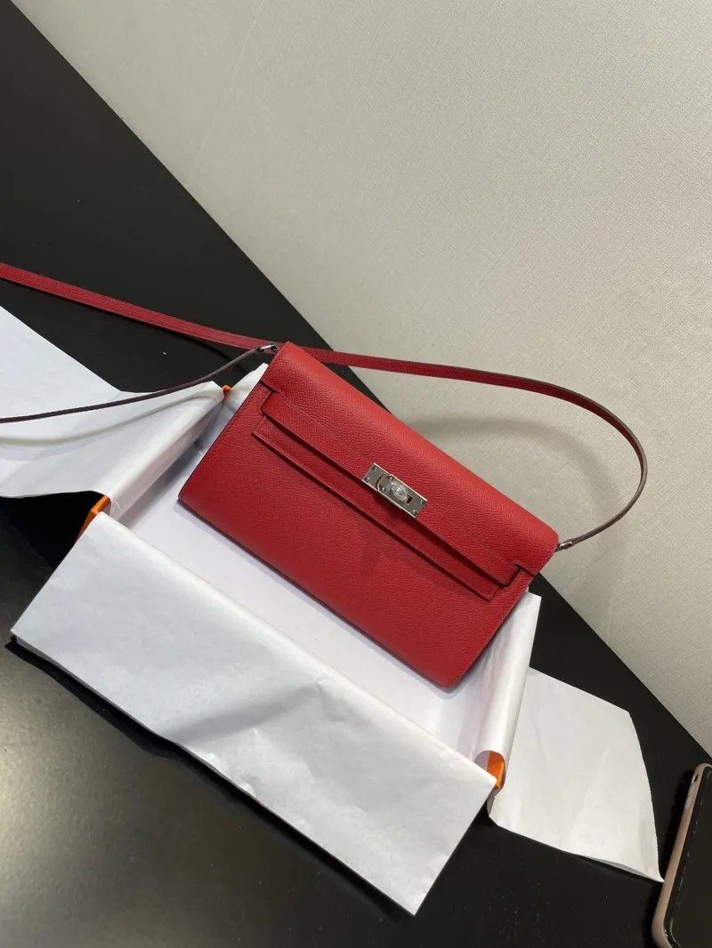 Hermes Red Kelly WOC Leather Wallet - Image 7