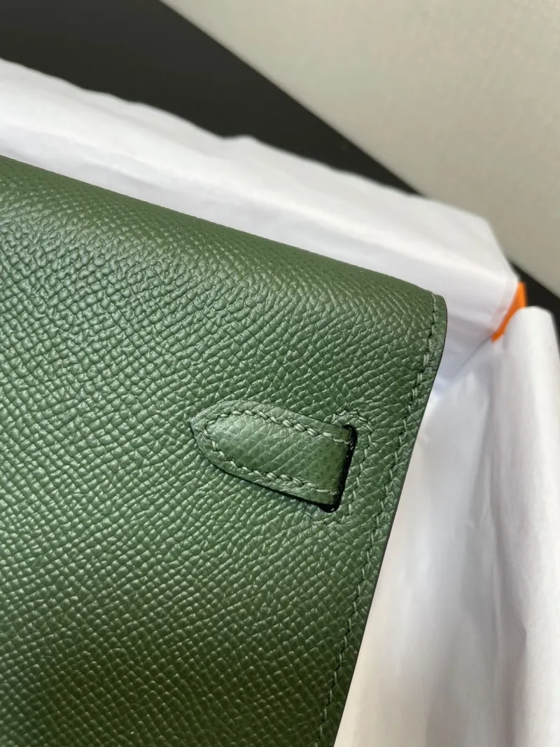 Hermes Kelly WOC Dark Green Leather Wallet Bag - Image 3