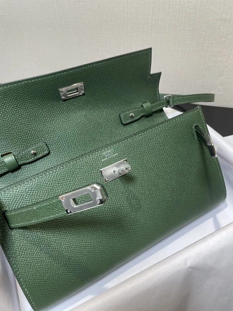 Hermes Kelly WOC Dark Green Leather Wallet Bag - Image 4