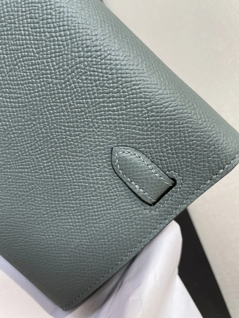 Hermes Kelly Woc Gray Leather Wallet Bag - Image 3