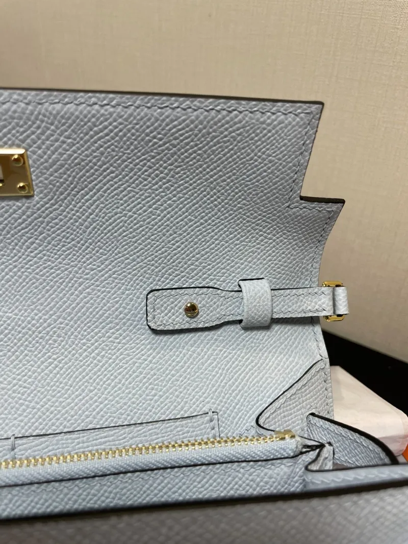 Hermes Light Blue Leather Kelly WOC Bag - Image 5