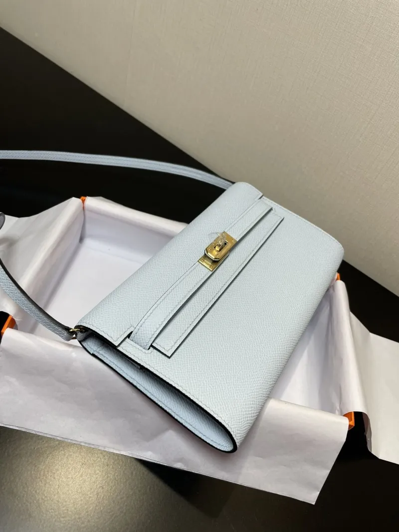 Hermes Light Blue Leather Kelly WOC Bag - Image 9