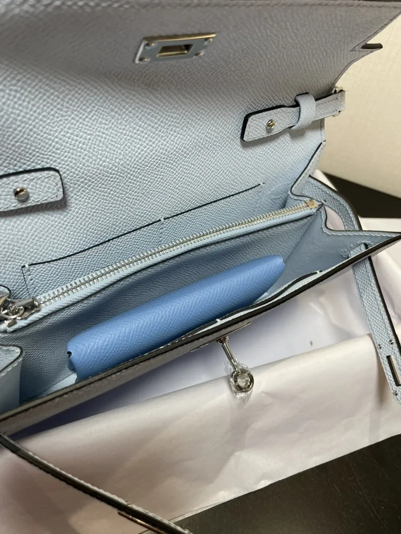 Hermes Light Blue Kelly WOC Bag - Image 4