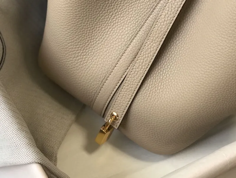 Hermes Picotin Light Beige Leather Bucket Bag - Image 5