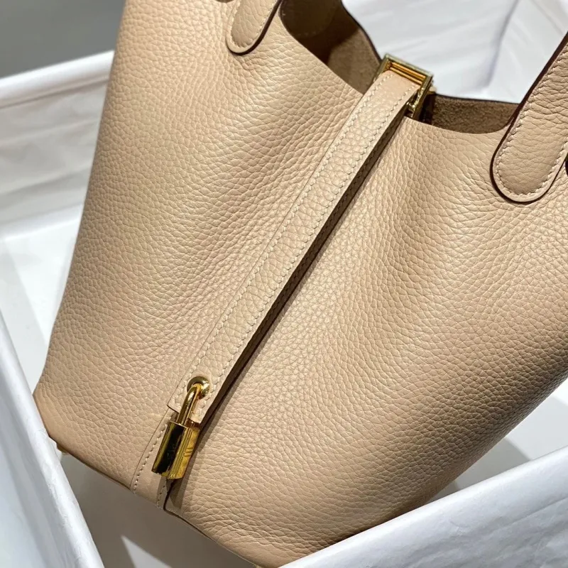 Hermes Picotin Light Beige Leather Bucket Bag - Image 7