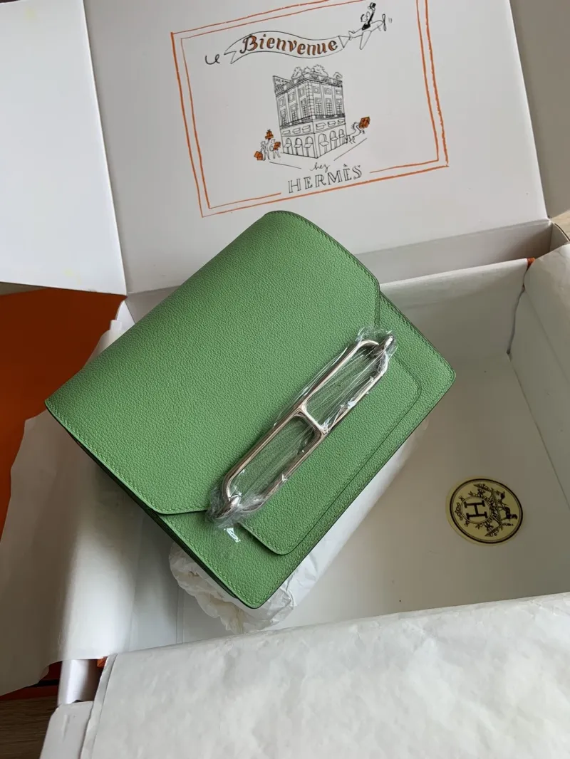 Hermes Green Roulis Leather Crossbody Bag - Image 9