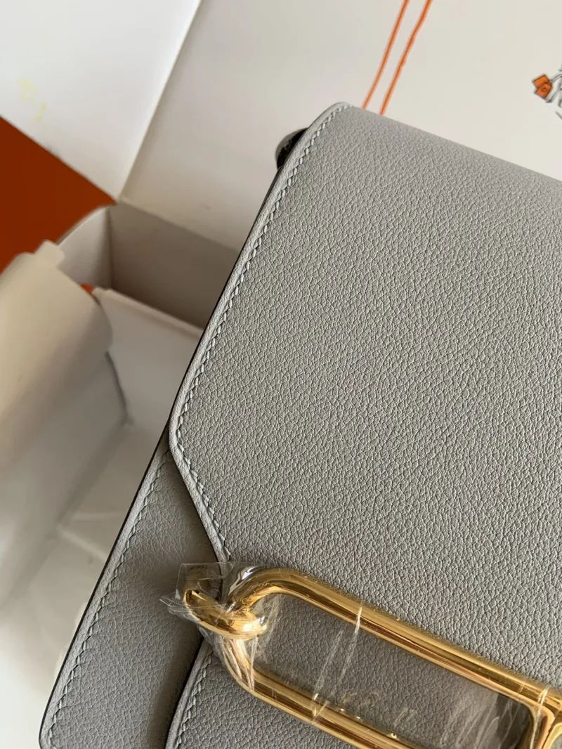 Hermes Gray Roulis Leather Crossbody Bag - Image 5