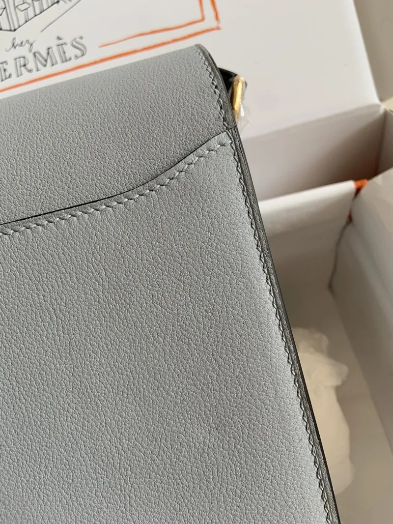 Hermes Gray Roulis Leather Crossbody Bag - Image 6