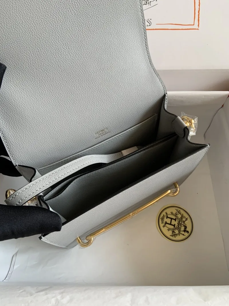 Hermes Gray Roulis Leather Crossbody Bag - Image 7