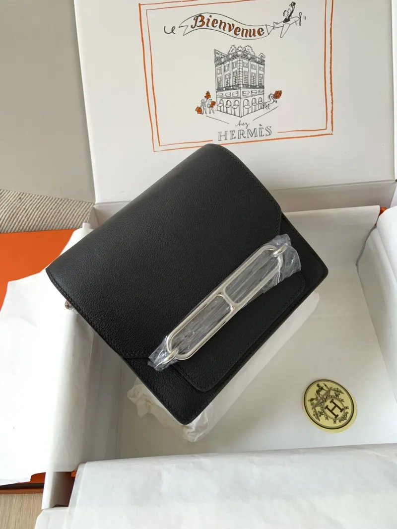 Hermes Black Roulis Leather Crossbody Bag - Image 9