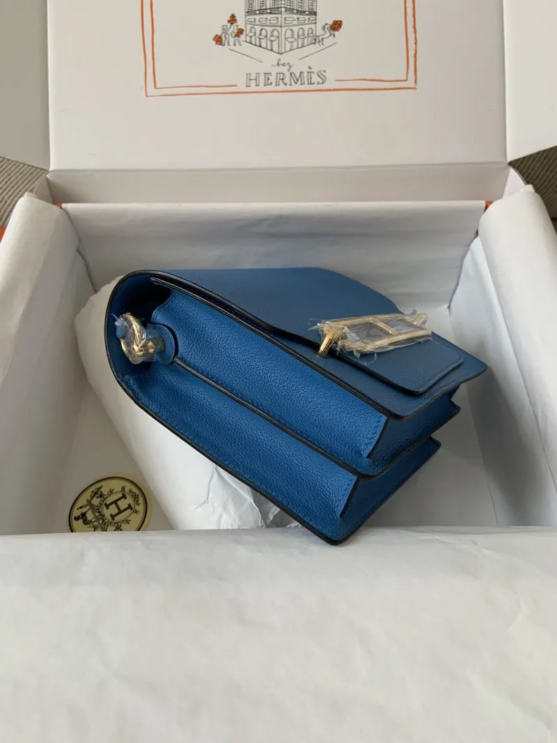 Hermes Blue Roulis Leather Handbag - Image 3
