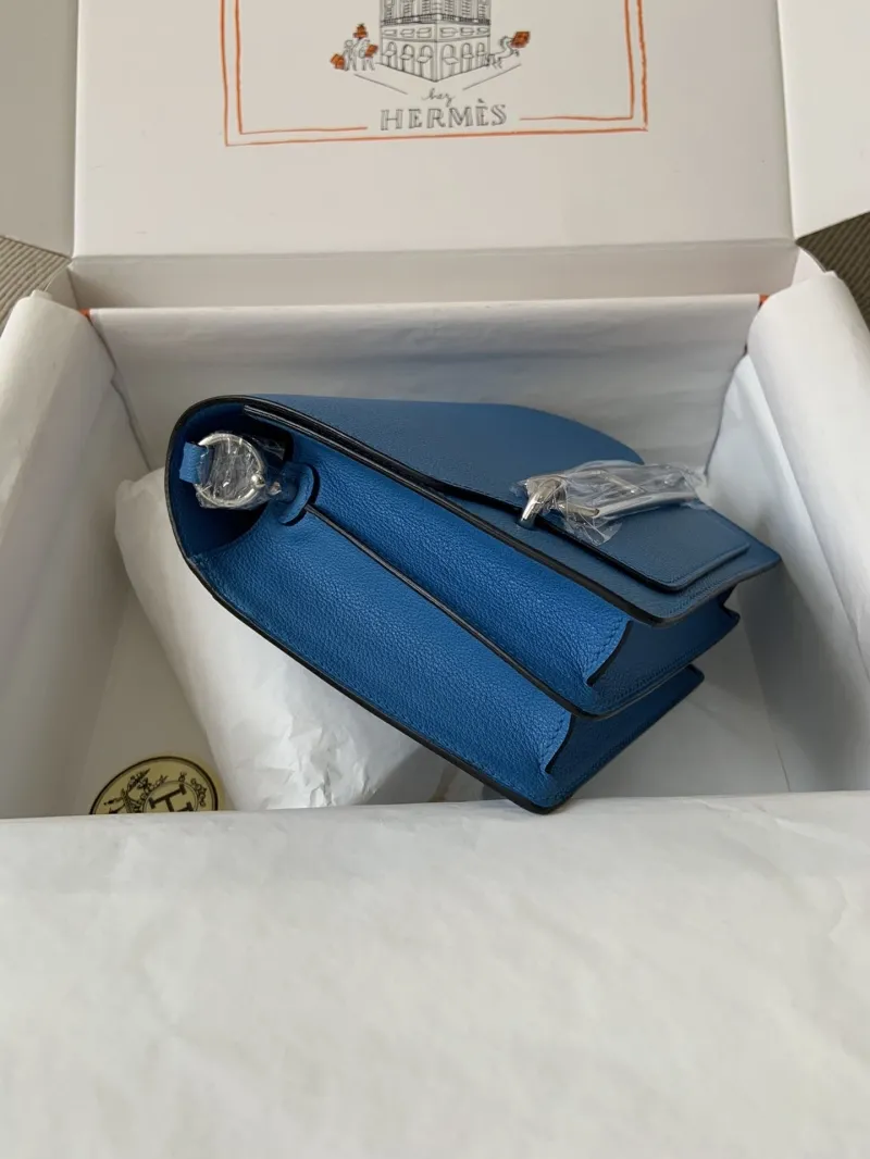 Hermes Roulis 18 Blue Leather Crossbody Bag - Image 3