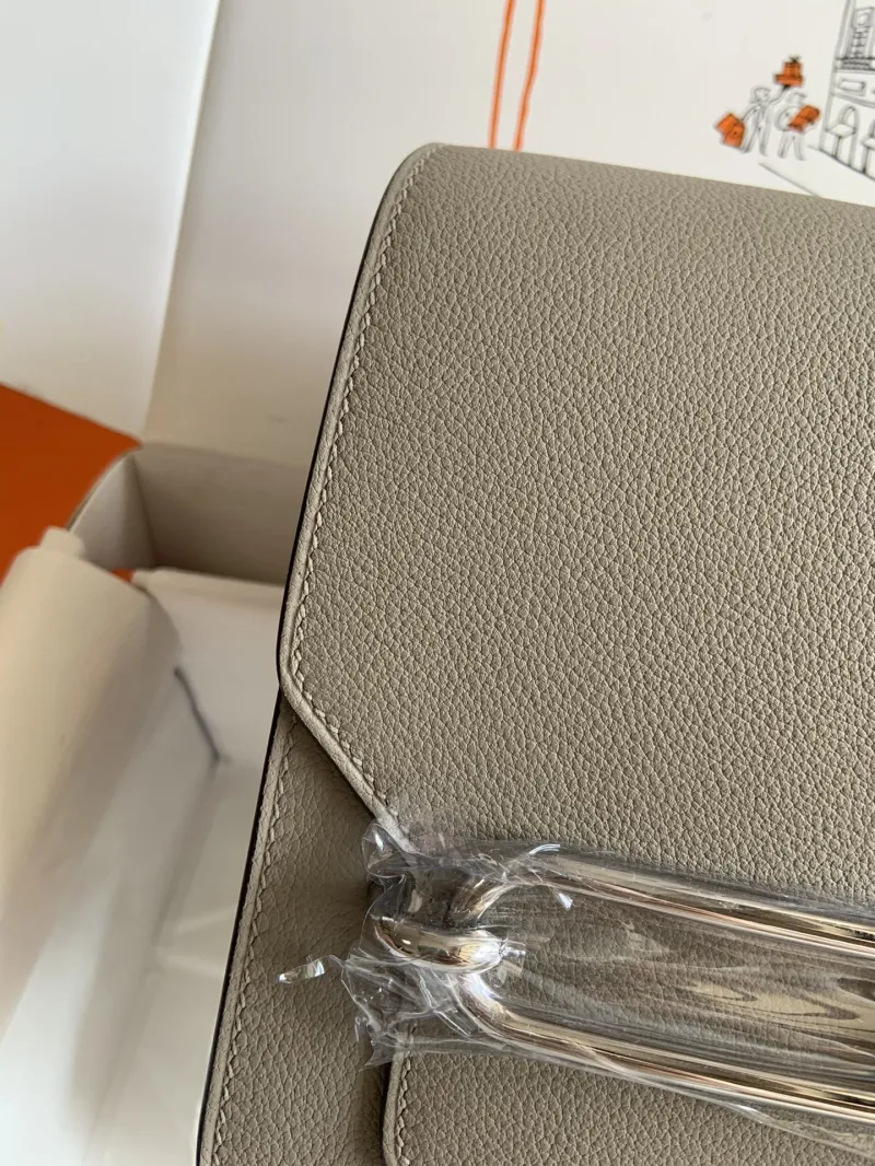 Hermes Roulis 19 Gray Leather Bag - Image 5