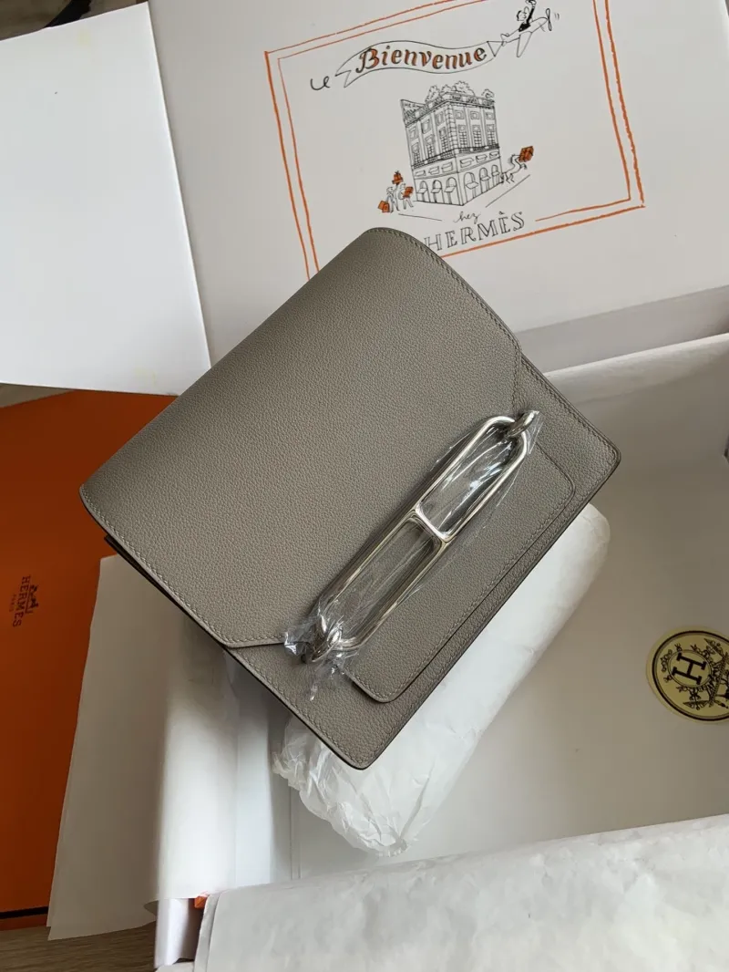 Hermes Roulis 19 Gray Leather Bag - Image 9