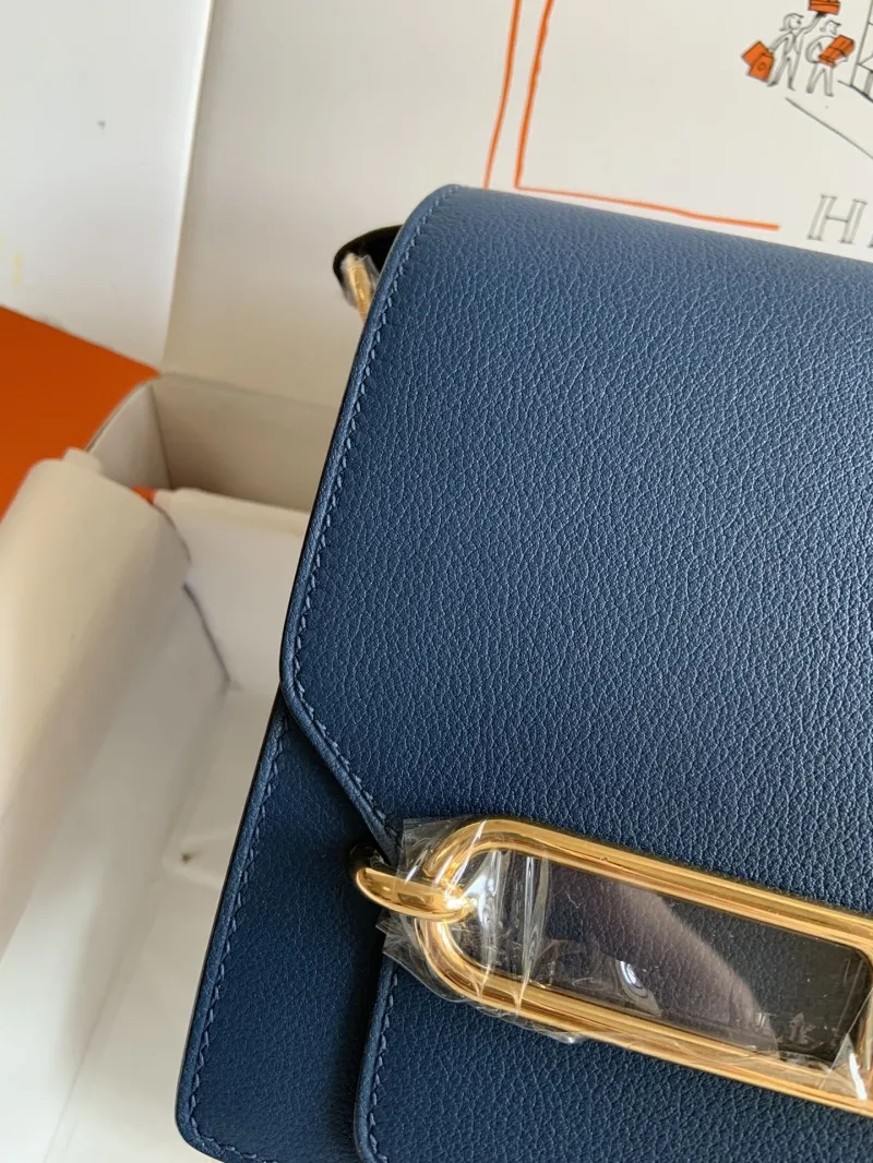 Hermes Roulis 28 Blue Leather Crossbody Bag - Image 5