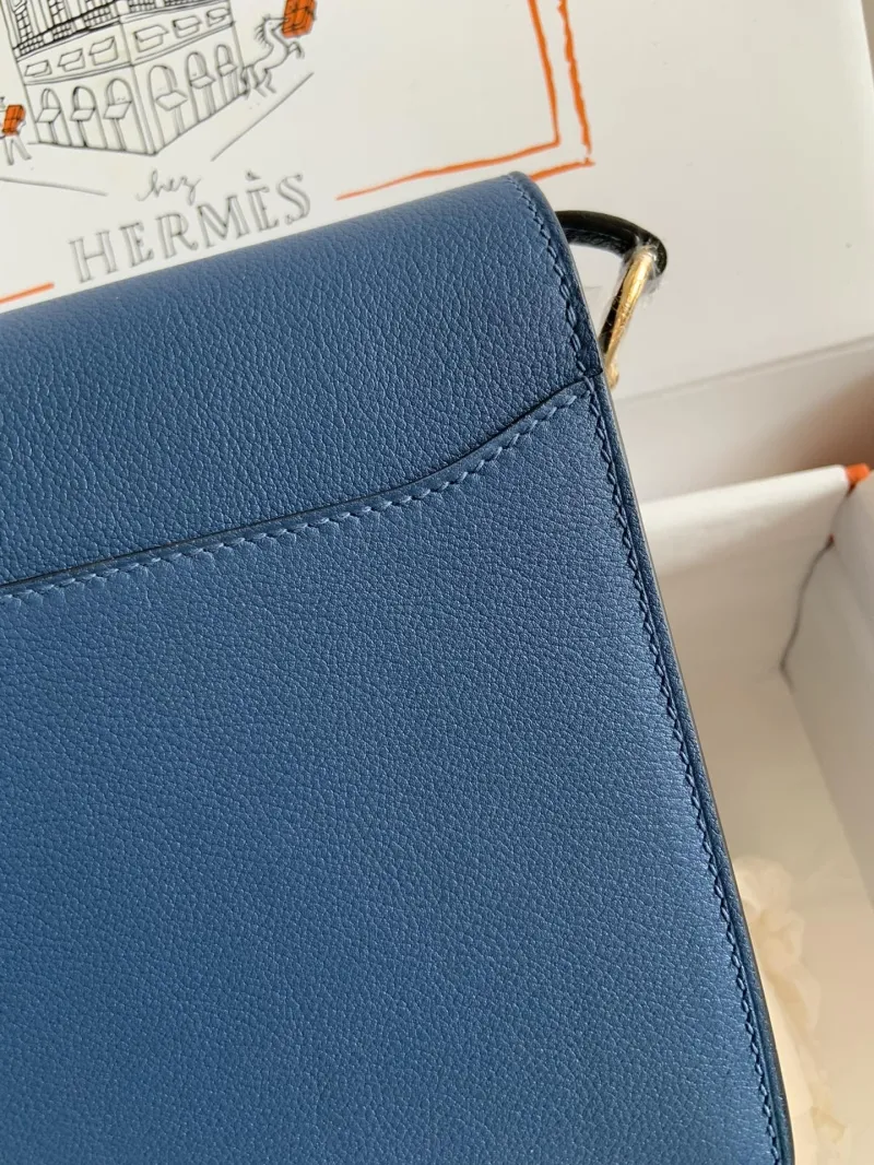 Hermes Roulis 28 Blue Leather Crossbody Bag - Image 6