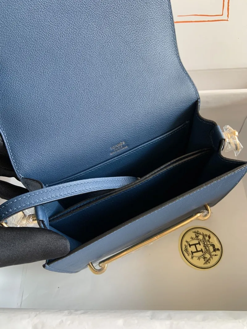 Hermes Roulis 28 Blue Leather Crossbody Bag - Image 7