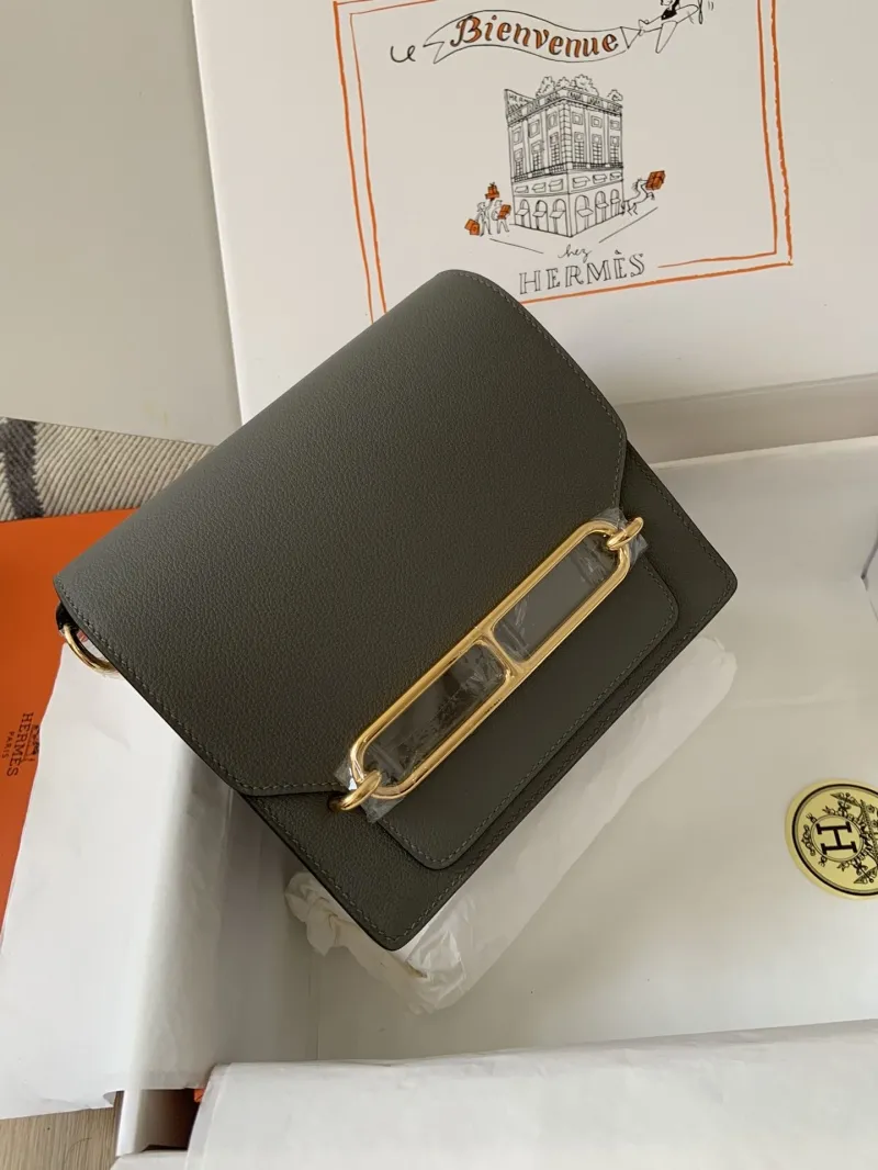 Hermes Roulis 31 Gray Leather Crossbody Bag - Image 9