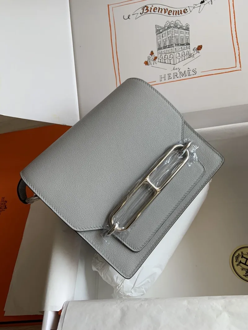 Hermes Gray Roulis Crossbody Bag 34 - Image 9
