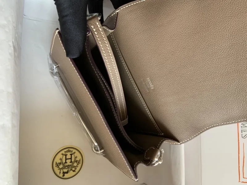 Hermes Roulis Taupe Leather Bag Size 36 - Image 7