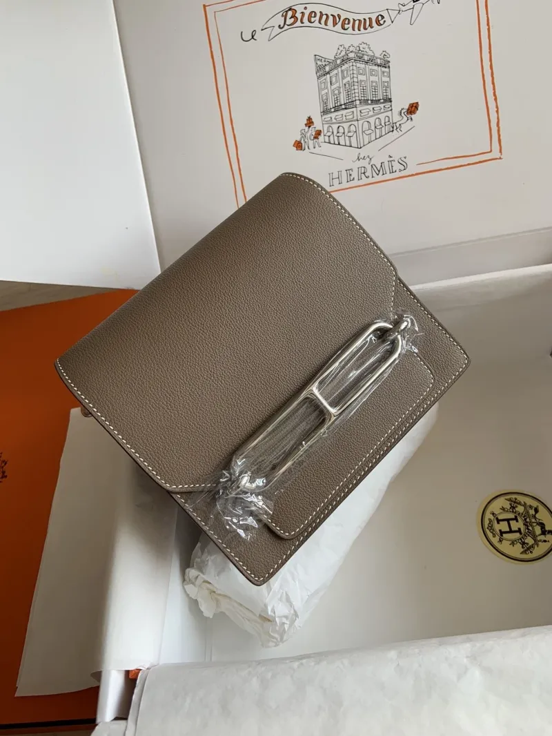 Hermes Roulis Taupe Leather Bag Size 36 - Image 9