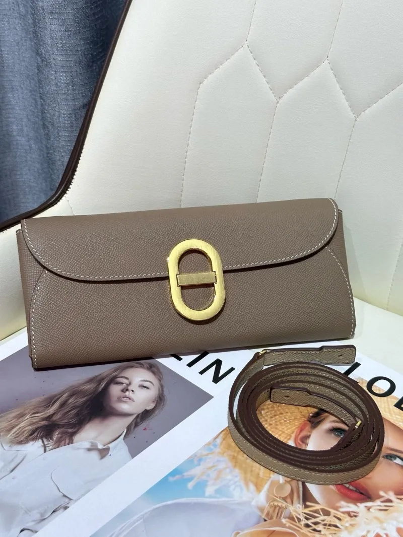 Hermes Taupe Roulis Crossbody Clutch Bag 55