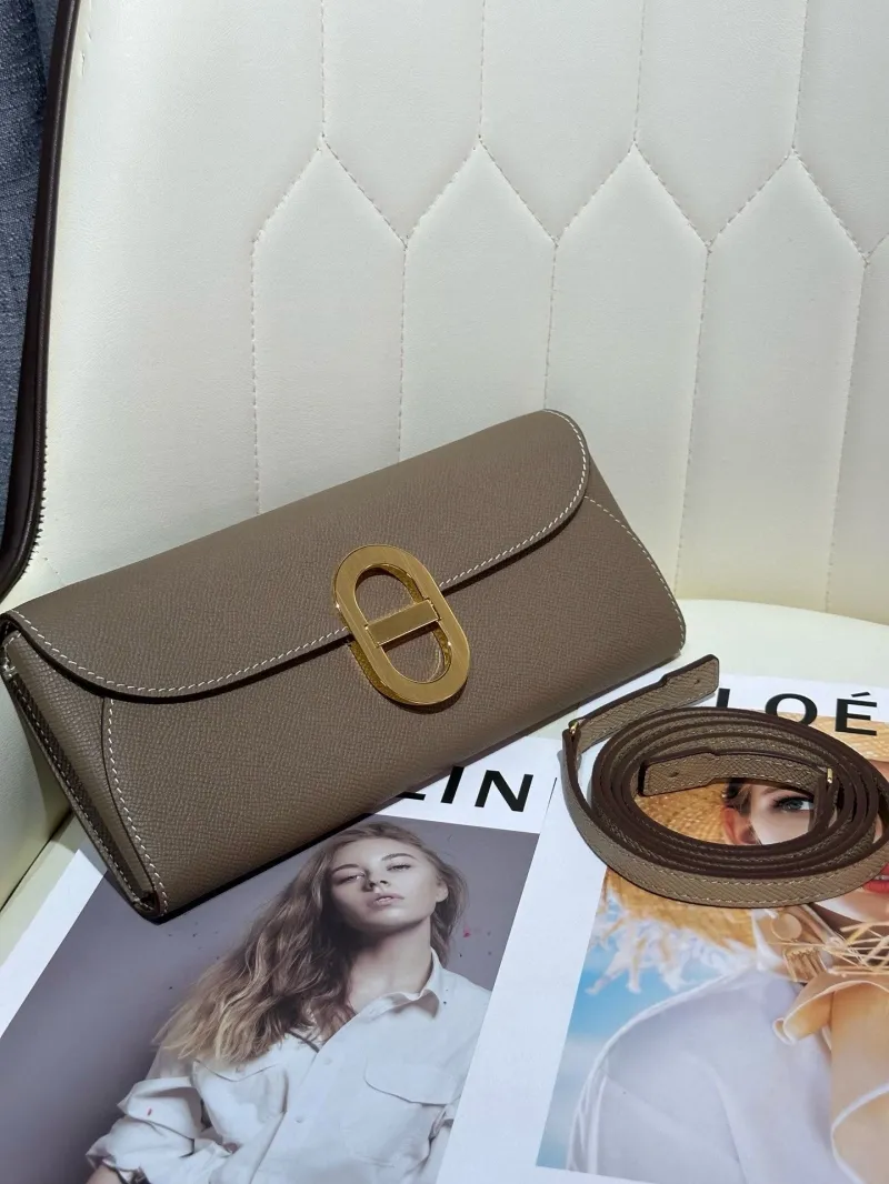 Alternative view of Hermes Taupe Roulis Crossbody Clutch Bag 55