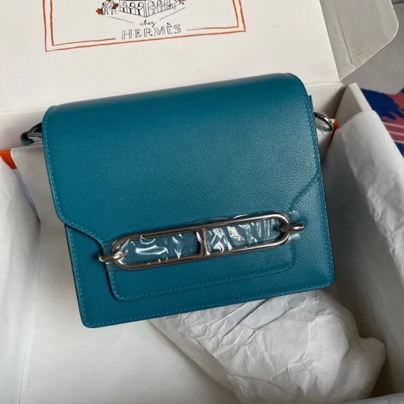 Hermes Teal Roulis Leather Bag