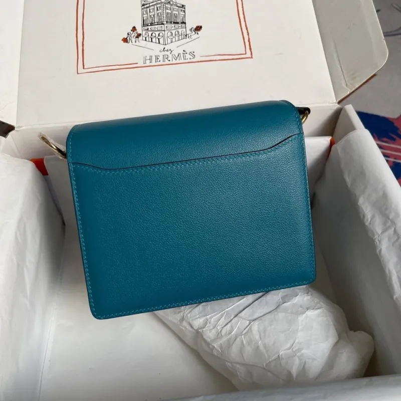 Alternative view of Hermes Teal Leather Roulis Crossbody Bag