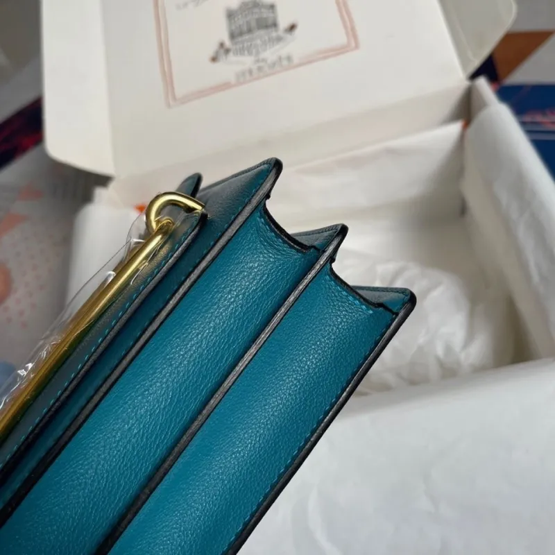 Hermes Teal Leather Roulis Crossbody Bag - Image 3