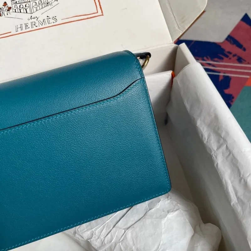 Hermes Teal Leather Roulis Crossbody Bag - Image 5