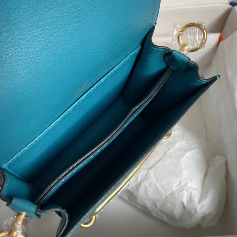 Hermes Teal Leather Roulis Crossbody Bag - Image 7