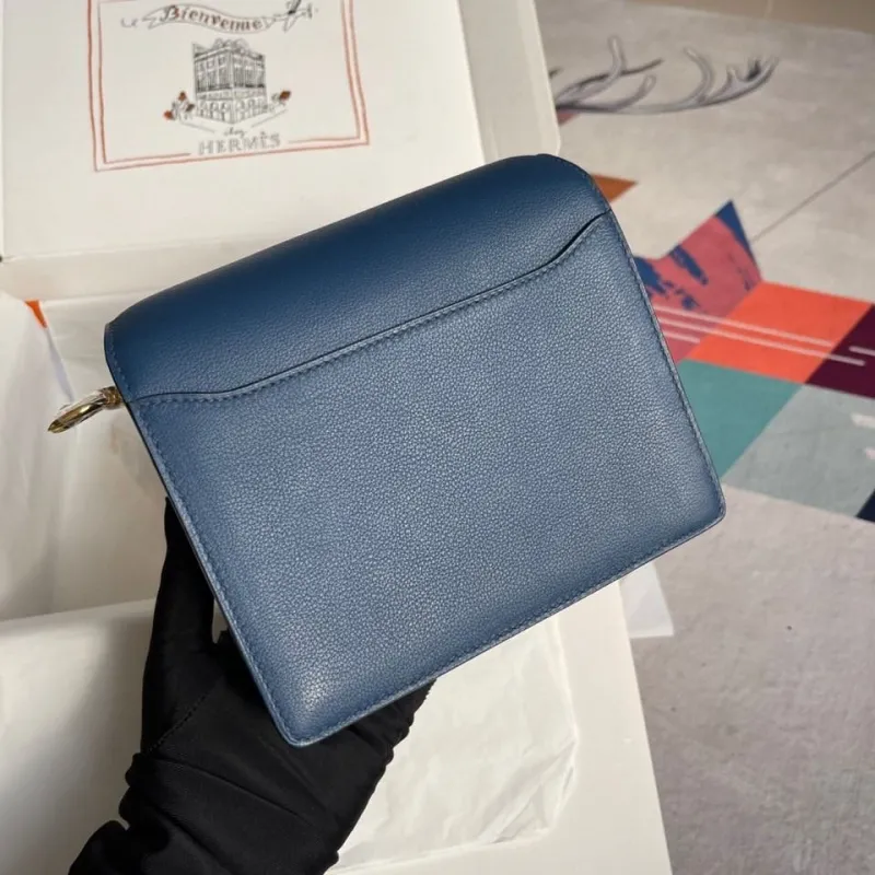 Alternative view of Hermes Blue Roulis Leather Crossbody Bag 61