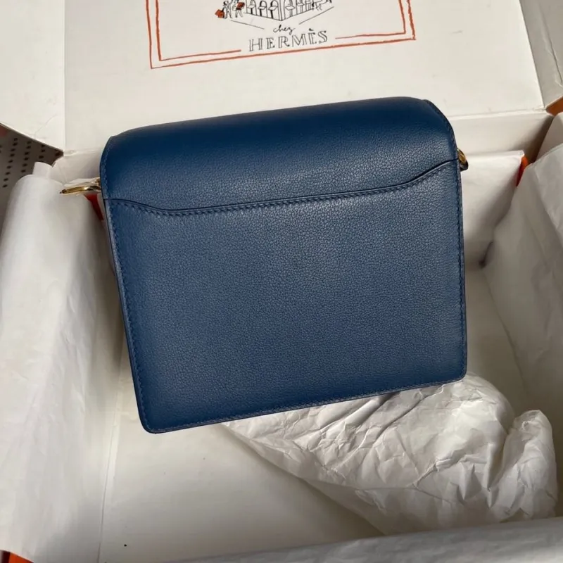 Hermes Blue Roulis Leather Crossbody Bag 61 - Image 3