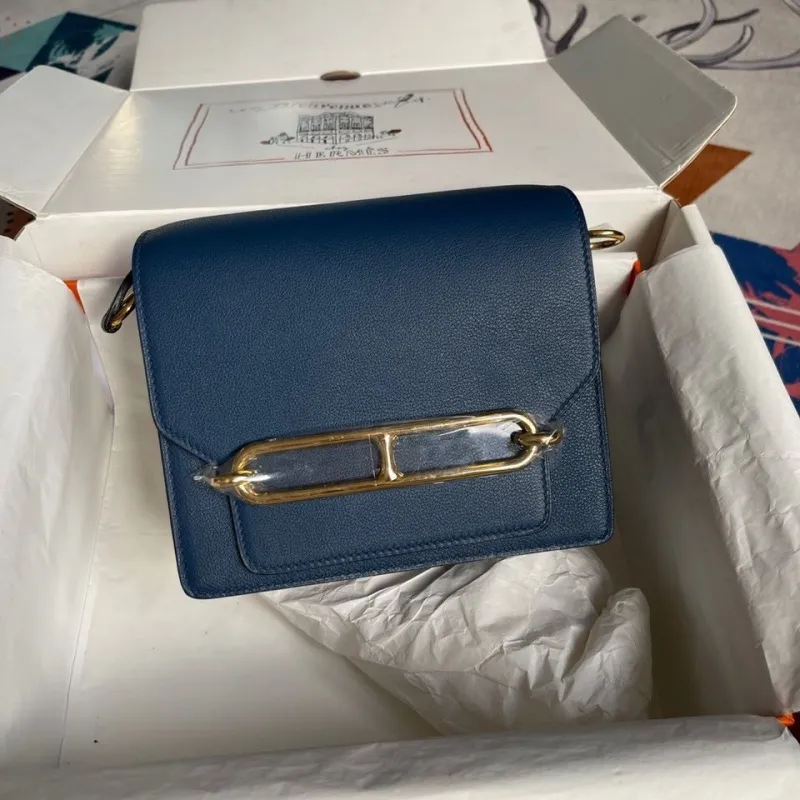 Hermes Blue Roulis Leather Crossbody Bag 61 - Image 4