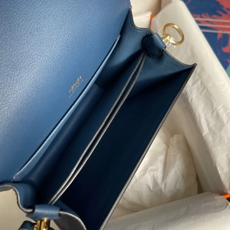 Hermes Blue Roulis Leather Crossbody Bag 61 - Image 7