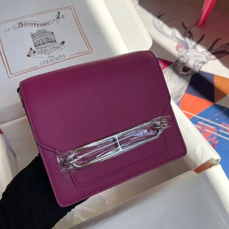 Alternative view of Hermes Magenta Roulis Leather Bag 63