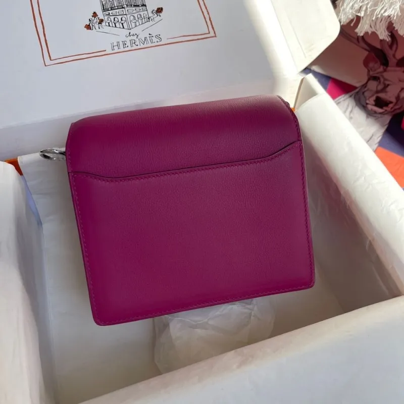 Hermes Magenta Roulis Leather Bag 63 - Image 3