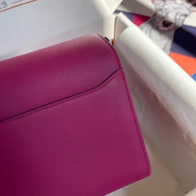 Hermes Magenta Roulis Leather Bag 63 - Image 5