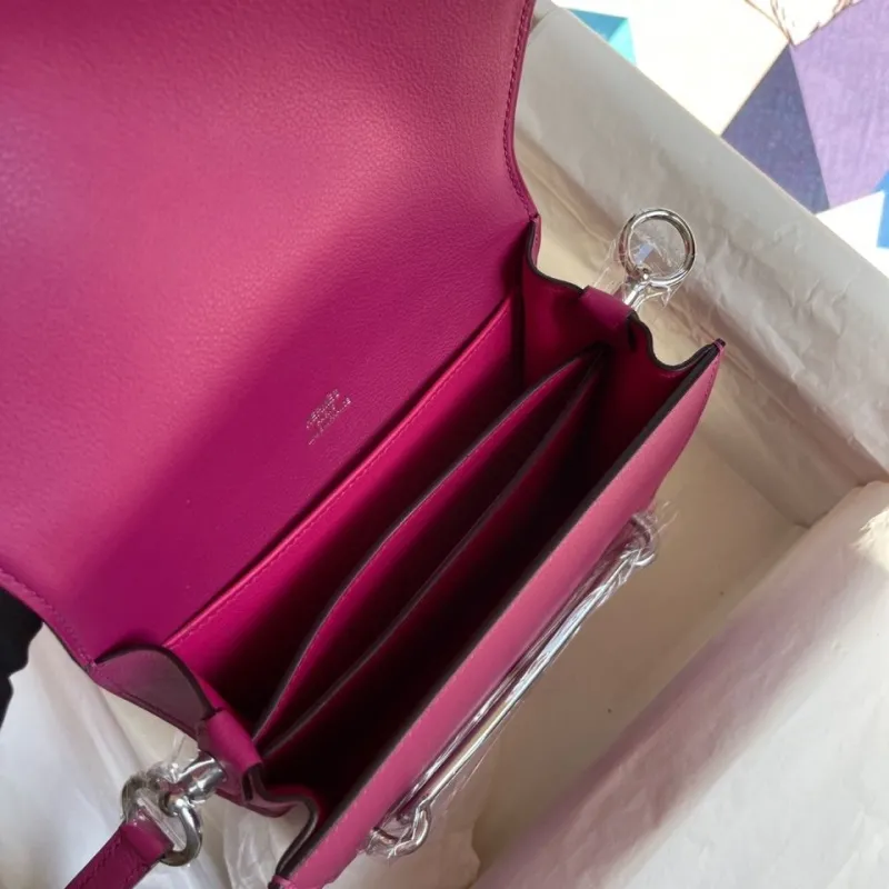 Hermes Magenta Roulis Leather Bag 63 - Image 6