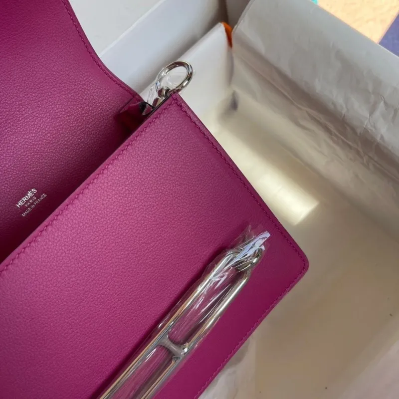 Hermes Magenta Roulis Leather Bag 63 - Image 7
