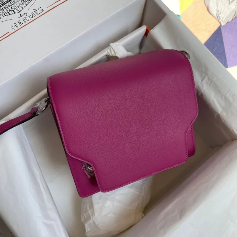 Hermes Magenta Roulis Leather Bag 63 - Image 8