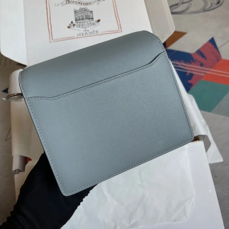 Alternative view of Hermes Gray Roulis Leather Crossbody Bag
