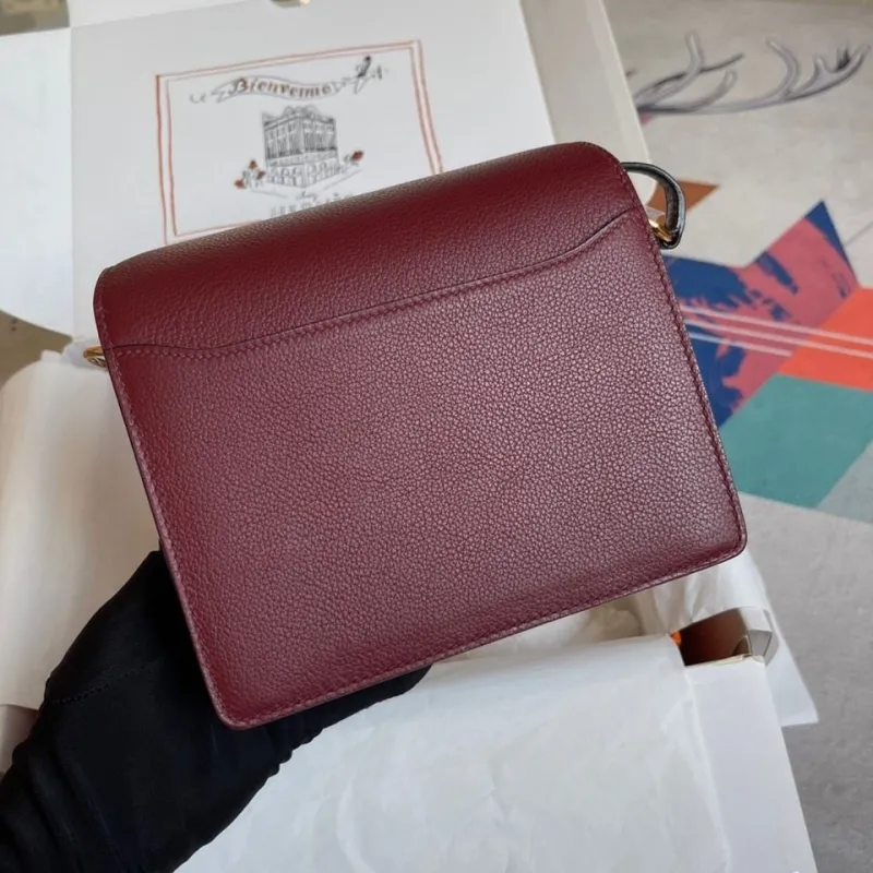Alternative view of Hermes Burgundy Roulis Leather Crossbody Bag