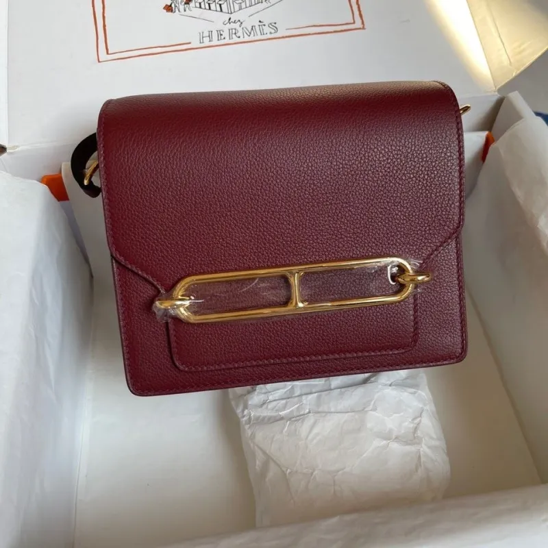 Hermes Burgundy Roulis Leather Crossbody Bag - Image 3