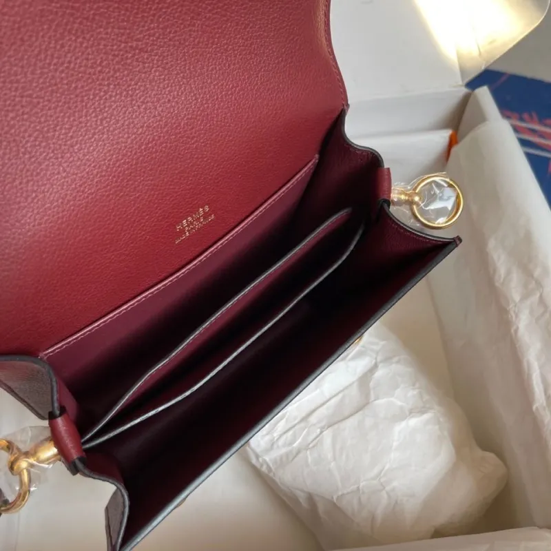 Hermes Burgundy Roulis Leather Crossbody Bag - Image 6