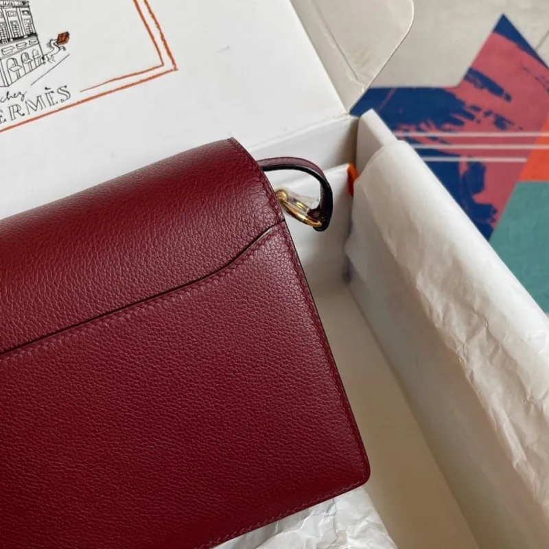Hermes Burgundy Roulis Leather Crossbody Bag - Image 9